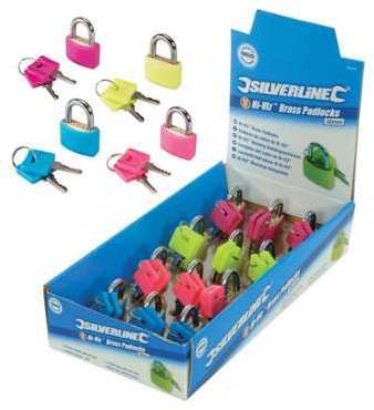 Présentoir de 12 cadenas en laiton fluo - 30 mm - SILVERLINE Présentoir de 12 cadenas en