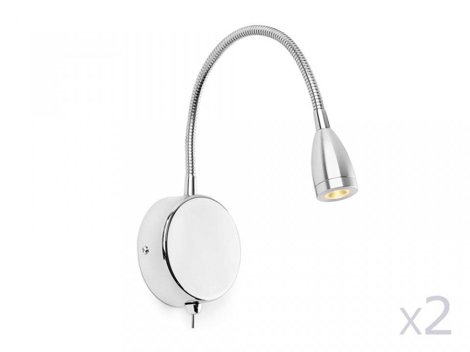 Lot de 2 appliques liseuses LED flexibles en métal