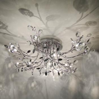Lustre Plafonnier chromé cristal Aiken télécommand