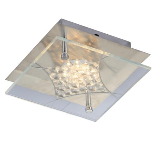 Lustre Plafonnier LED carré et strass en verre - P
