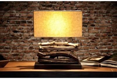 Lampe en bois flotté beige Sonika Lampe en bois flotté beige