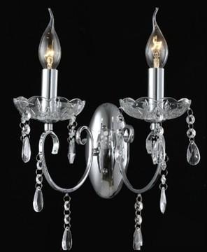 Applique 2 bras cristal baroque pampilles argent -