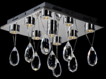 Lustre Plafonnier carré cristal LED Perla
