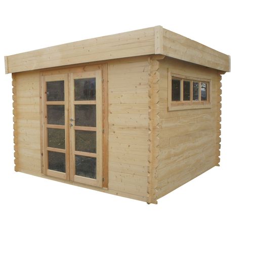 Soleil Chalet en sapin à toit plat transparent 9m²