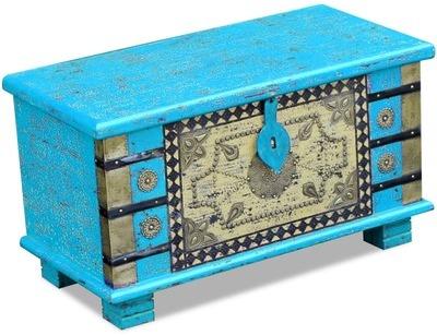 VidaXL Coffre de rangement Bois manguier bleu 80 x VidaXL Coffre de rangement