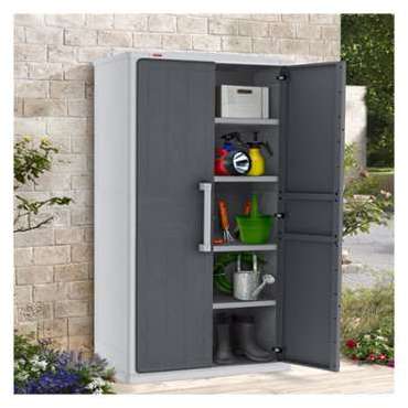 Armoire de jardin haute en résine grise - OPTIMA -