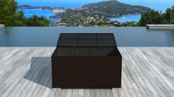 Coffre de rangement en résine tressée Chocolat - BOX Coffre de rangement en résine