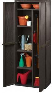 Armoire haute de jardin en résine aspect tressée