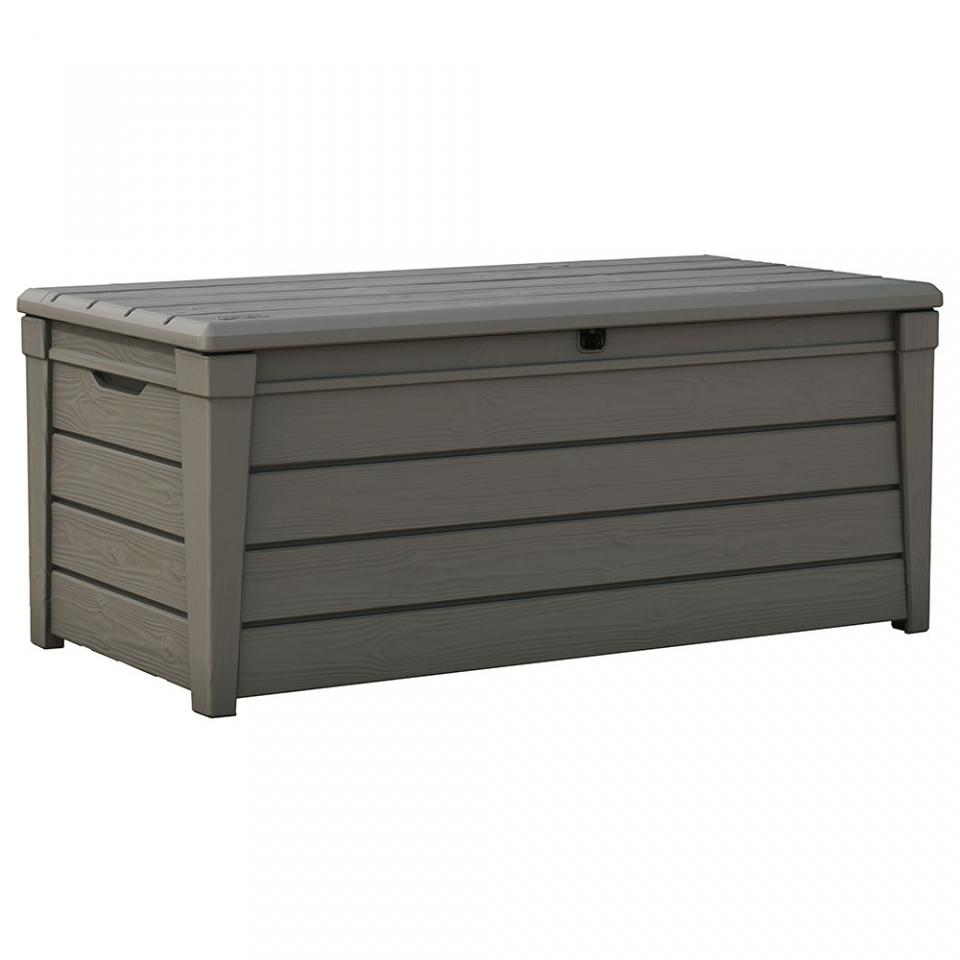 Coffre de Rangement Aspect Bois 455 L Taupe Coffre de Rangement Aspect