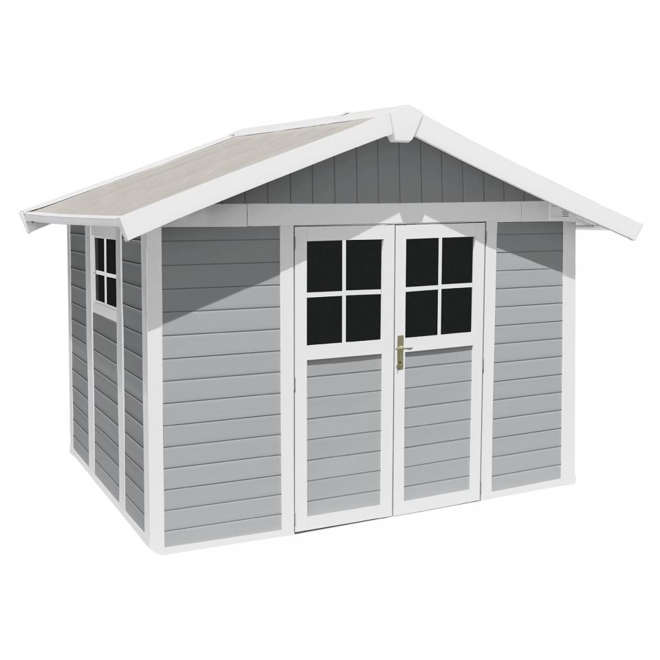 Maison Deco Abri de jardin Grosfillex gris clair P