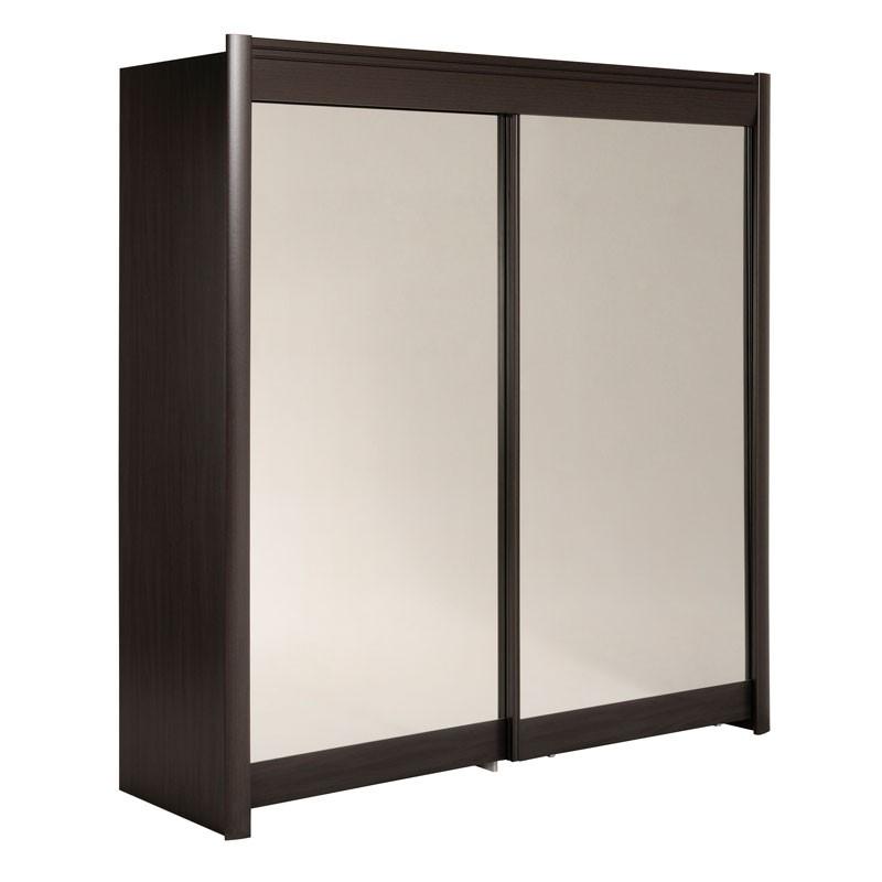 Armoire 2 portes coulissantes 200 cm Wengé - PLYX