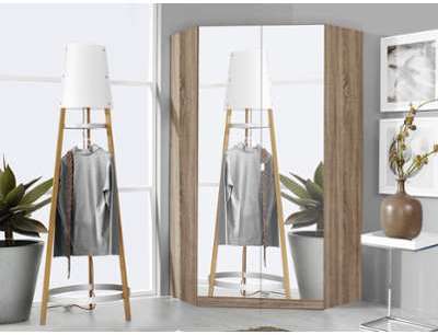 Armoire d angle SAMASSA 2 portes miroir chêne sonoma Armoire d angle SAMASSA 2