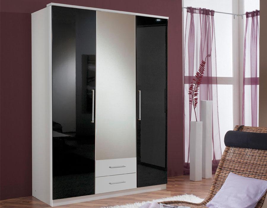 Armoire chambre 3 portes et 2 tiroirs blanc et laq