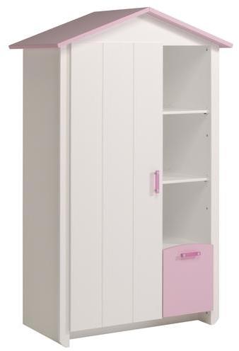 Armoire 1 porte avec toit de maison coloris blanc et Armoire 1 porte avec toit