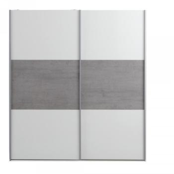 Delia Armoire gris béton et blanc laqué 2 portes c