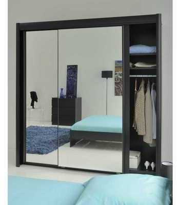 Armoire noir CARLA 156cm à 2 portes coulissantes ,