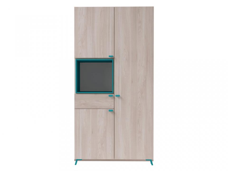 Armoire 3 portes 1 tiroir 1 niche décor bois L101 x Armoire 3 portes 1 tiroir