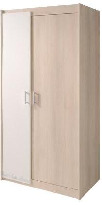 Armoire 2 portes 85x52x180cm coloris acacia et blanc Armoire 2 portes 85x52x180cm