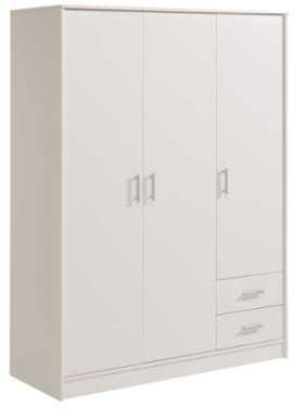 Armoire 3 Portes 2 Tiroirs Omega 133 cm Blanc Armoire 3 Portes 2 Tiroirs