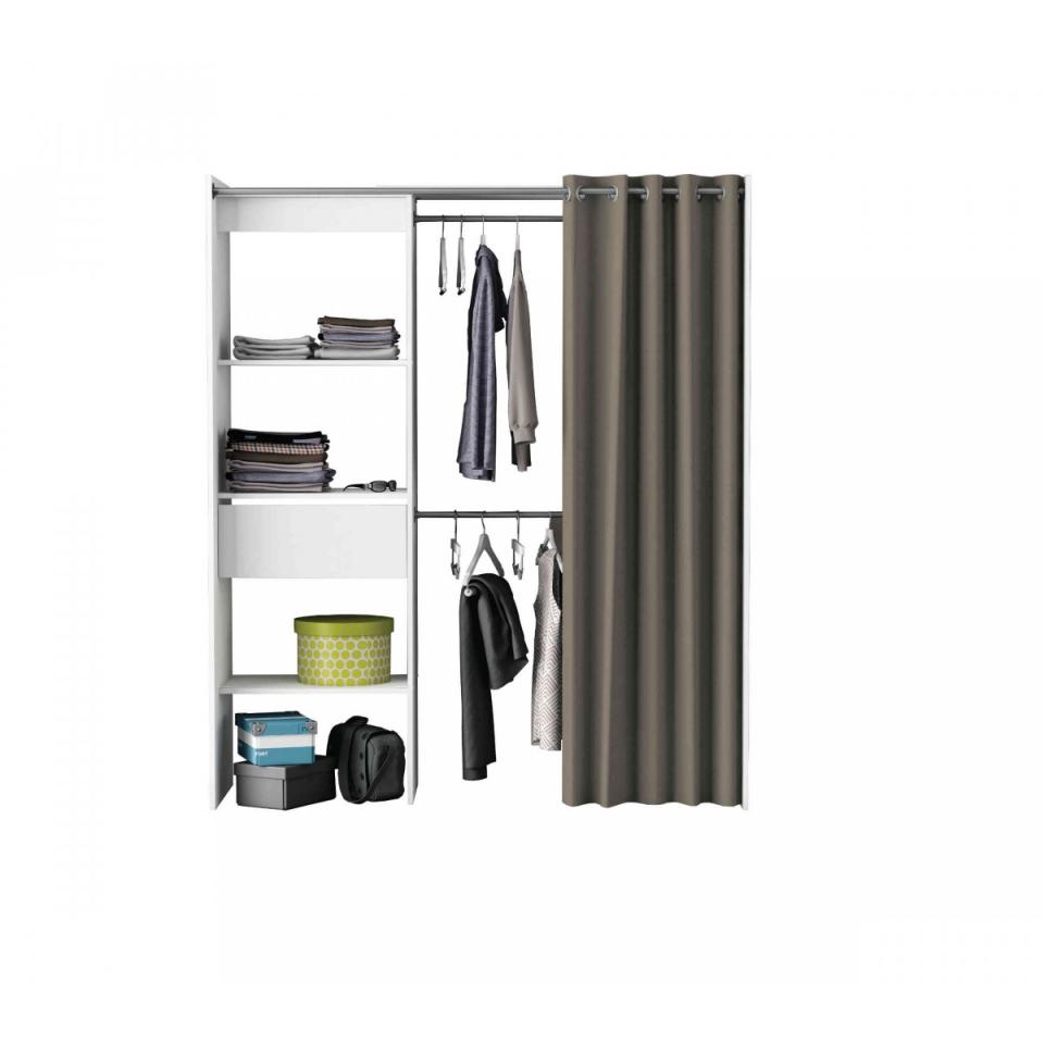 Dressing Blanc Perle Extensible 2 Penderies Rideau