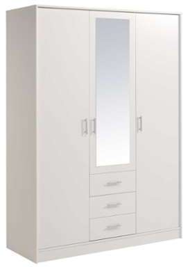 Armoire 3 Portes 3 Tiroirs Omega 148 cm Blanc Armoire 3 Portes 3 Tiroirs