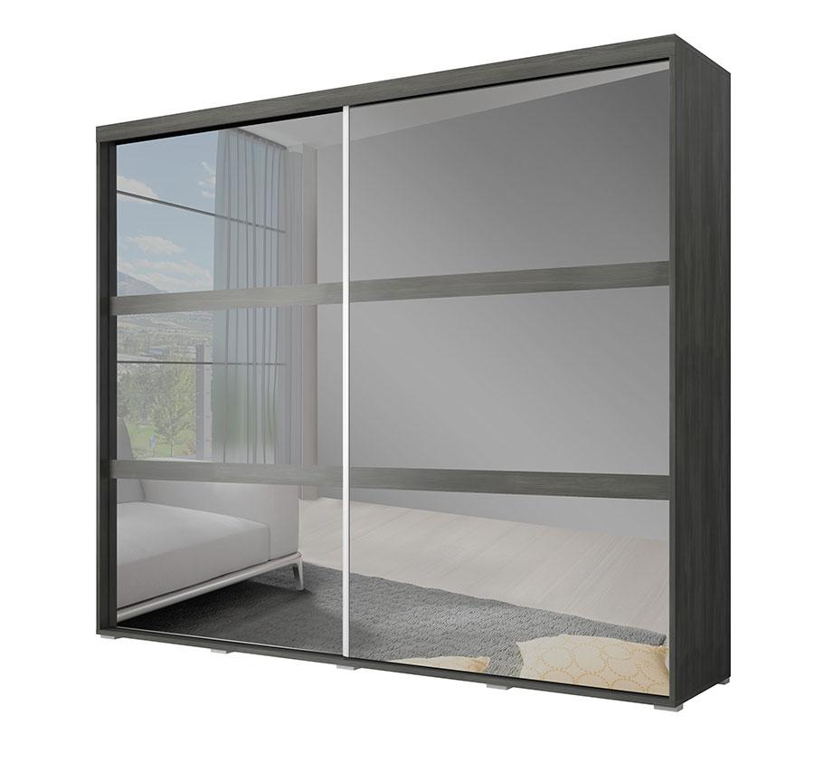 Armoire couleur chêne noir 2 portes coulissantes a