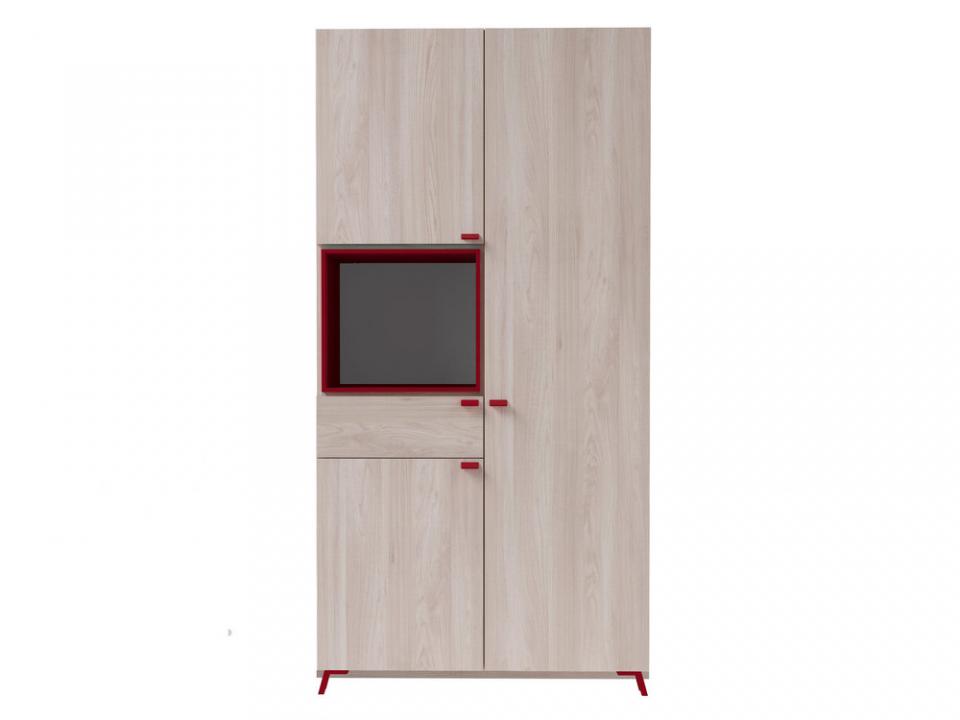 Armoire 3 portes 1 tiroir 1 niche décor bois L101 x Armoire 3 portes 1 tiroir