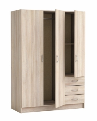 Armoire 3 portes 3 tiroirs OSIRIS imitation acacia