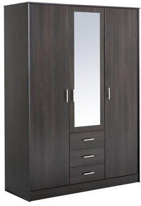 Armoire 3 portes miroir 148x55x202cm coloris café Armoire 3 portes miroir 148x55x202cm