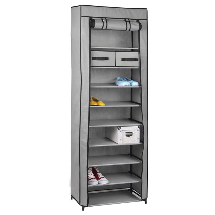 Meuble à chaussures en tissu BASTIAN, 8 tablettes