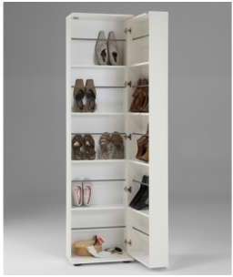 Meuble à chaussures WALKER - 1 porte, 1 miroir - B