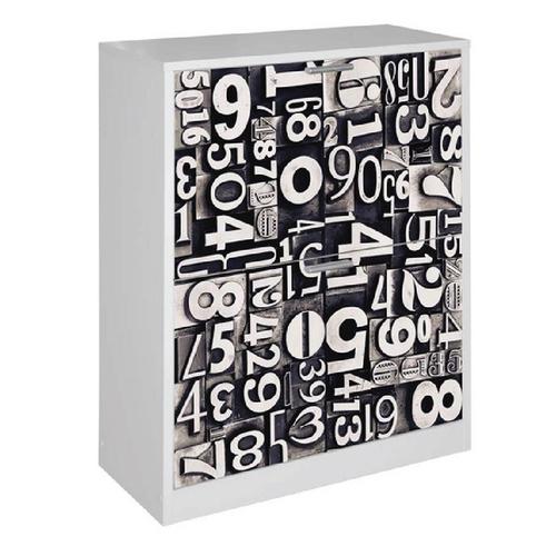 Meuble à chaussures de 2 portes Motif Chiffres Dim
