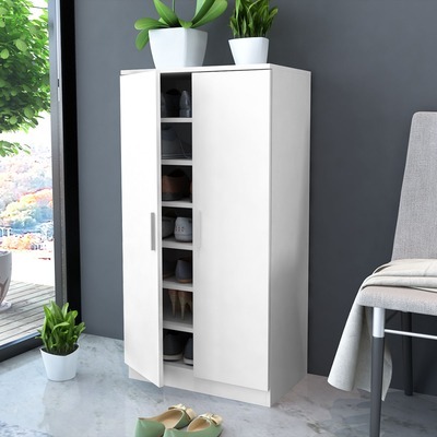 VidaXL Meuble à chaussures 7 étagères blanc