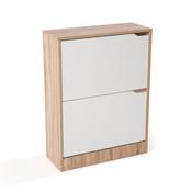 Meuble à chaussures MDF coloris chêne/blanc avec p
