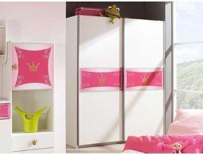 Armoire PIPA 2 portes coulissantes blanc rose Armoire PIPA 2 portes coulissantes