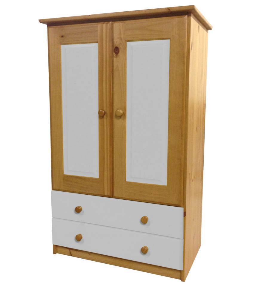 Armoire pin massif Ortiz avec Tiroirs et Penderie