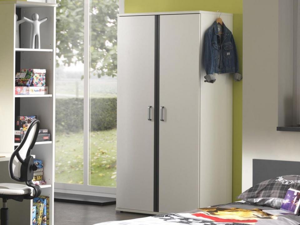 Armoire DUETTO 2 portes blanc/gris