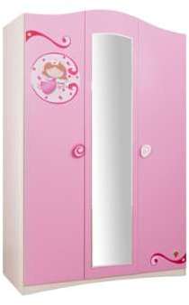 Armoire design princesse avec miroir et 3 portes o