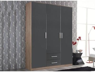 Armoire ALBANO 3 portes 2 tiroirs sanremo gris métal Armoire ALBANO 3 portes 2