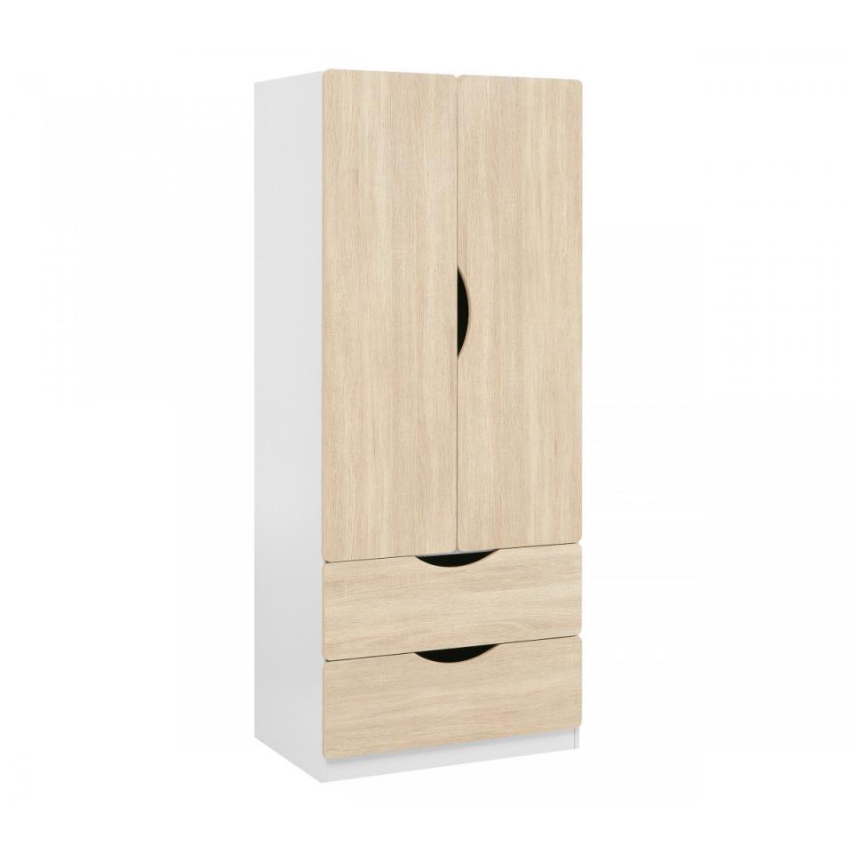 Armoire 2 Portes Blanche et Bois Clair AR3000