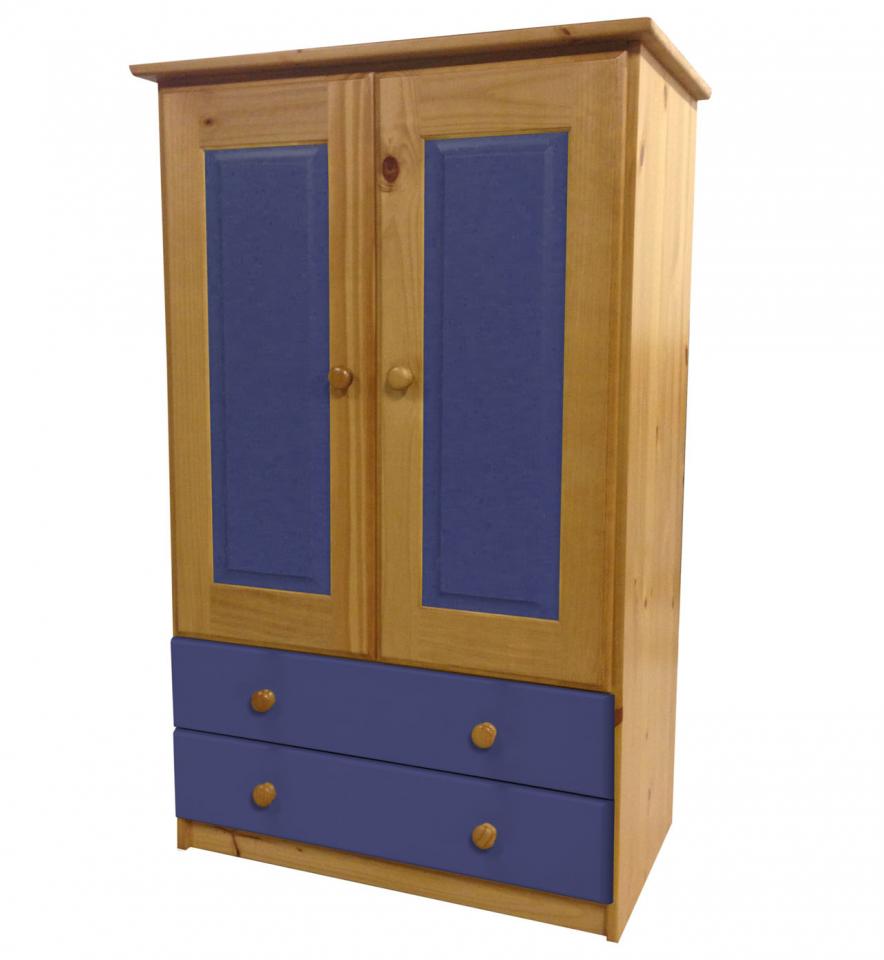 Armoire pin massif Ortiz avec Tiroirs et Penderie