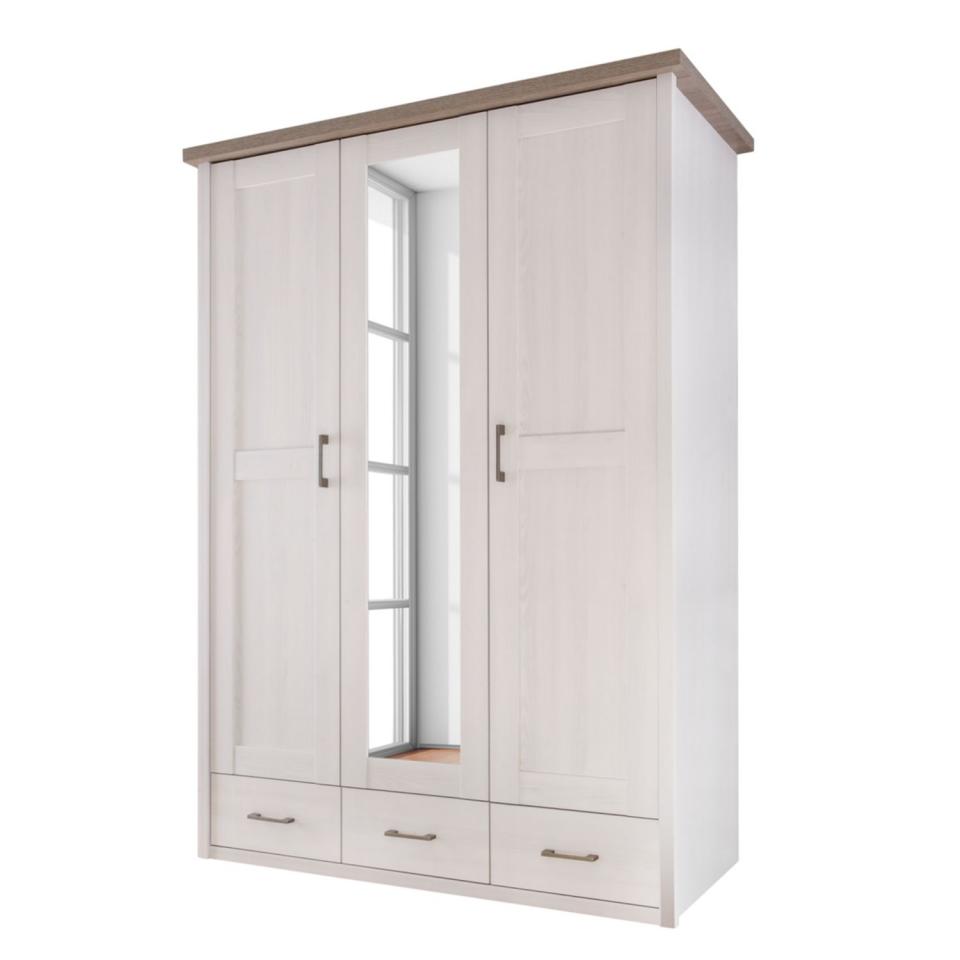 Armoire à vêtements Luca - Pin - Blanc / Truffe