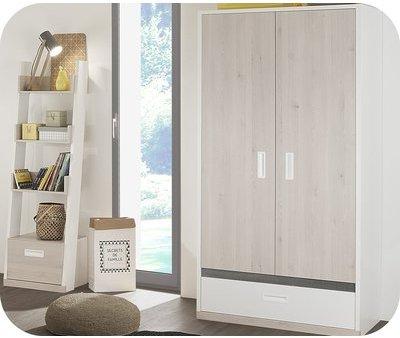 Armoire Enfant Iléo 2 Portes Bois et Blanche Armoire Enfant Iléo 2 Portes