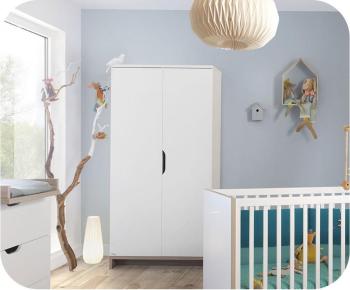 Armoire Bébé Plume Blanche et Bois