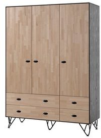 Armoire en bois massif vernis naturel et noir avec