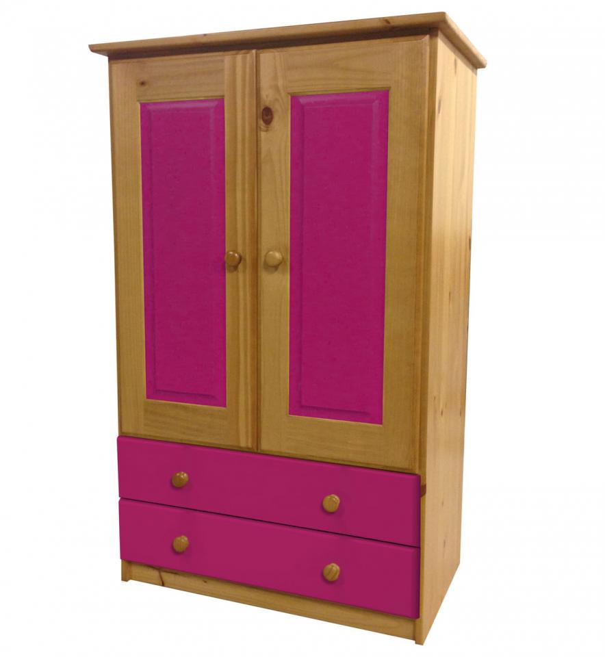 Armoire pin massif Ortiz avec Tiroirs et Penderie