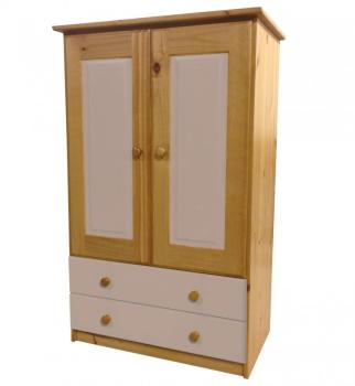 Armoire pin massif Ortiz avec Tiroirs et Penderie