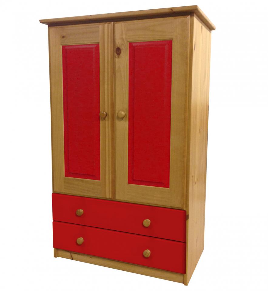 Armoire pin massif Ortiz avec Tiroirs et Penderie