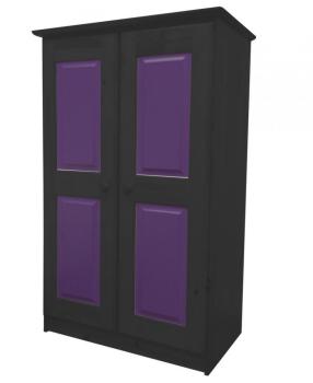 Armoire en pin massif coloris Gris anthracite et l