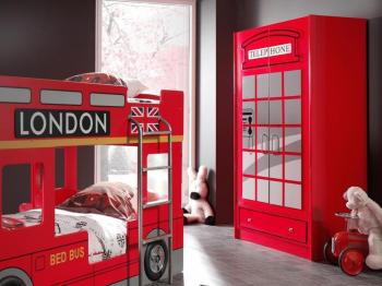 Armoire enfant TELEPHONE LONDON 2 portes et 1 tiro